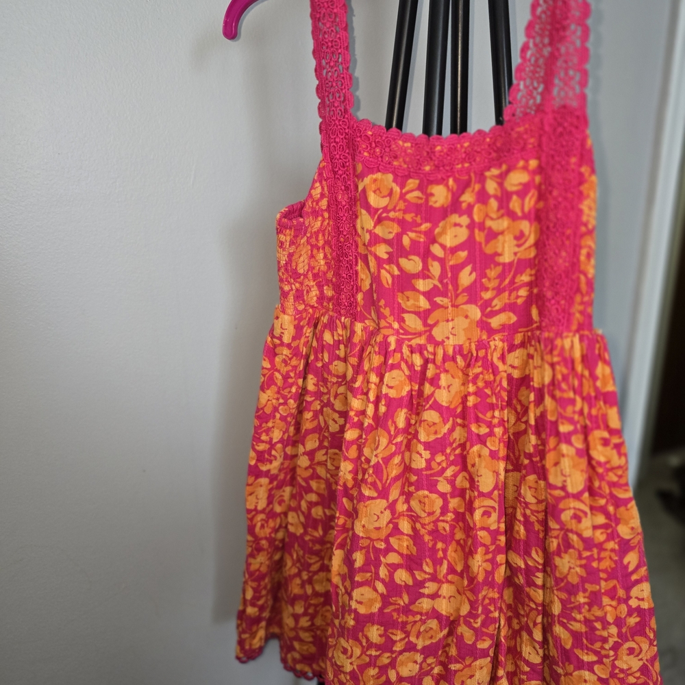 Floral Pink and Orange Dress